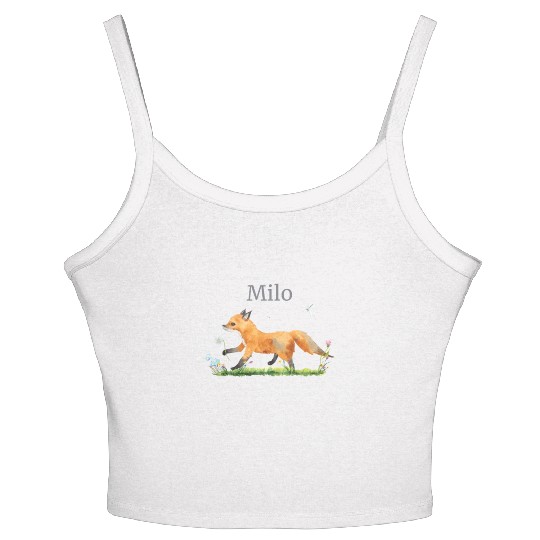 Waldtier Reh Hase Hedgehog Flowers Name Milo Women's Spaghetti Strap Tank Top
