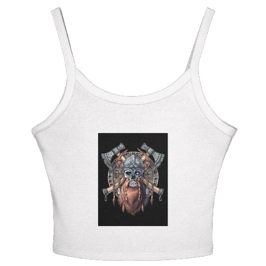 Viking Warrior Skull Women's Spaghetti Strap Tank Top