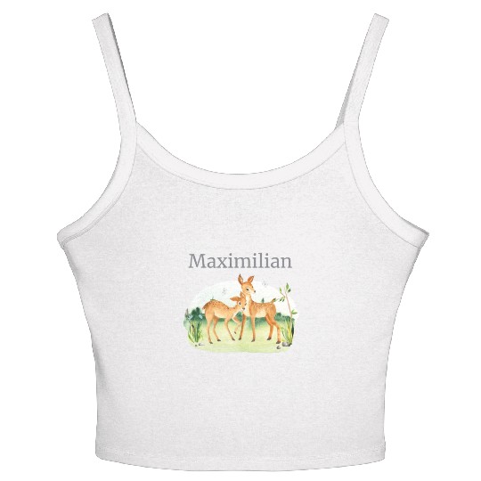 Waldtier Reh Flowers Name Maximilian Women's Spaghetti Strap Tank Top
