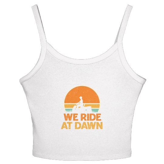We Ride At Dawn Funny Lawn Mowing Worker Women's Spaghetti Strap Tank Top