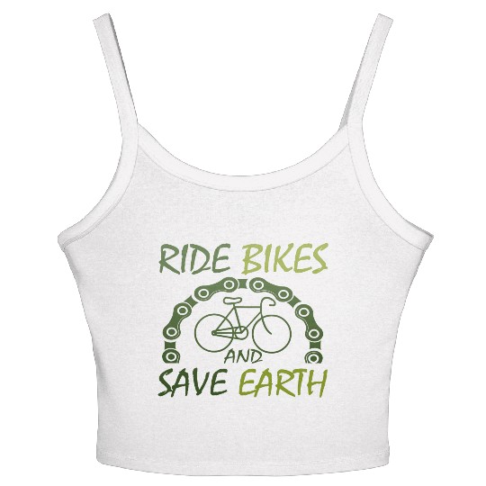 RIDE BIKES AND SAVE EARTH Women's Spaghetti Strap Tank Top