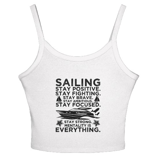 Sailing Stay Positive Stay Brave Women's Spaghetti Strap Tank Top