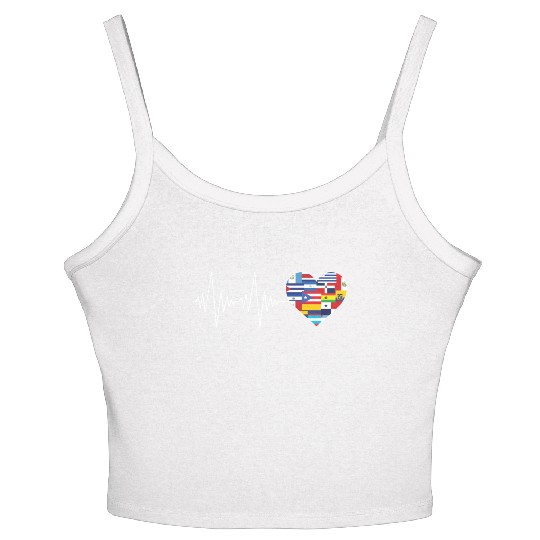 Hearts Beat Spanish Flags Hispanic Heritage Month Women's Spaghetti Strap Tank Top