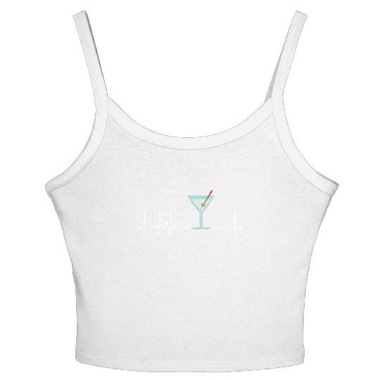 Martini Heartbeat Martini Lover Cocktail Drink Women's Spaghetti Strap Tank Top