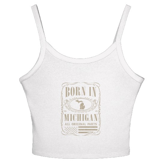 Vintage America US States Born Michigan Women's Spaghetti Strap Tank Top