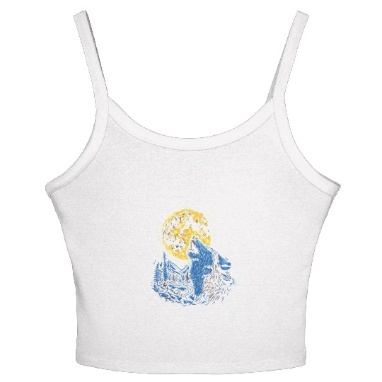 Wolf Moon Forest Wolves Nature Nature Liever Full Women's Spaghetti Strap Tank Top