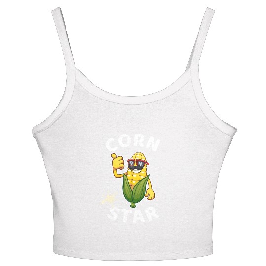 Funny Corn Star Sunglasses Mustache big Postal Service Women's Spaghetti Strap Tank Top