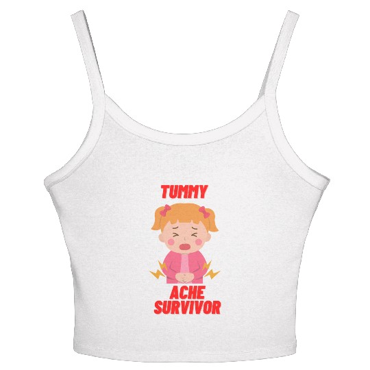 Tummy Ache Survivor Funny Back To School Women's Spaghetti Strap Tank Top