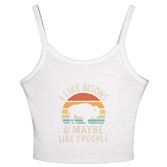 I Like Bisons and Maybe 3 People Retro Sunset Vint Women's Spaghetti Strap Tank Top