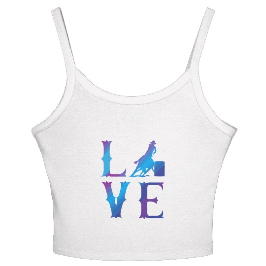 Rodeo Barrel Racing Love Distressed Blue Women's Spaghetti Strap Tank Top