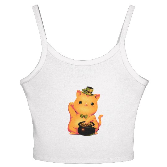cat Irish Lucky Cat Women's Spaghetti Strap Tank Top