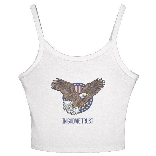 In God We Trust - Bald Eagle - Patriotic Women's Spaghetti Strap Tank Top