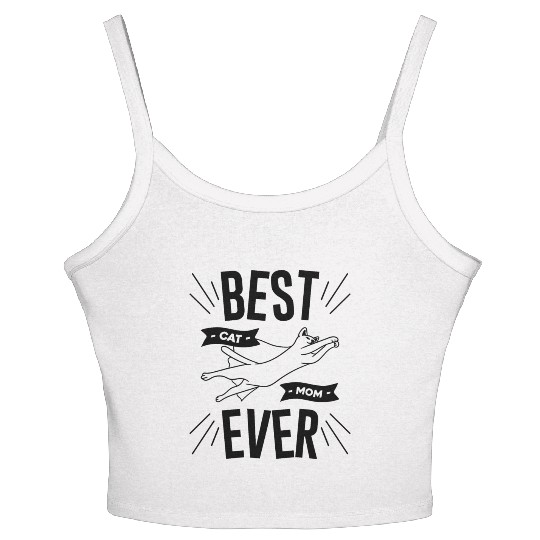 best cat mom ever animals cute lovely cat Women's Spaghetti Strap Tank Top