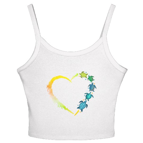Sea Turtle Heart Animal Lover Women's Spaghetti Strap Tank Top
