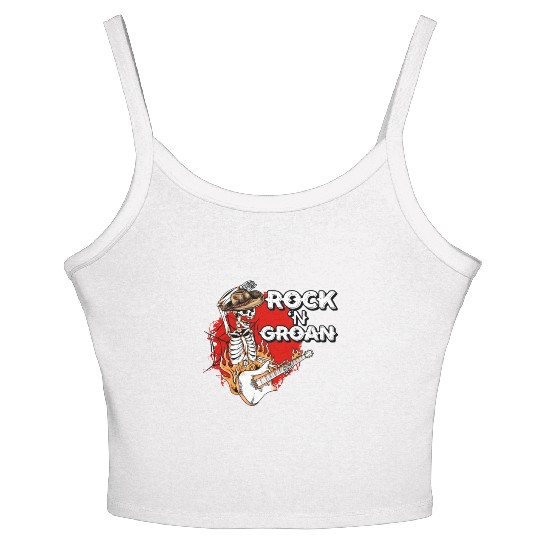 Halloween Cowboy Skeleton Rocker Hand Rock Women's Spaghetti Strap Tank Top