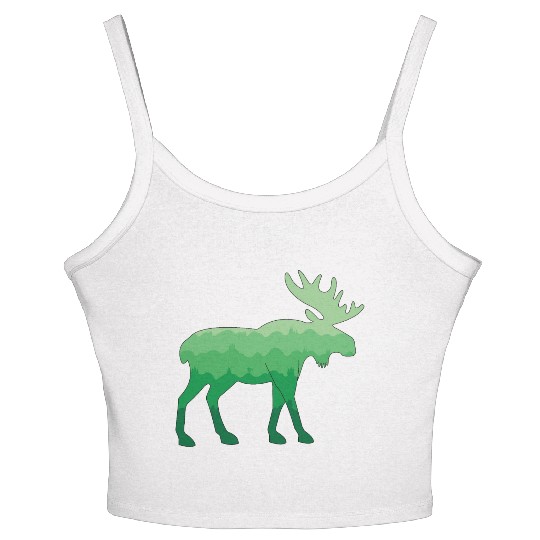 Moose and Mountain Biker (Green) Women's Spaghetti Strap Tank Top
