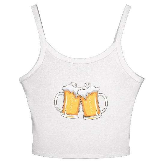 two mugs of beer Women's Spaghetti Strap Tank Top