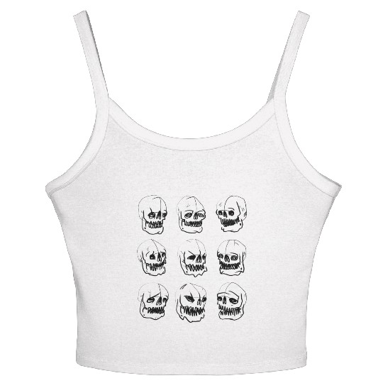 Skeleton head reactions and feelings Women's Spaghetti Strap Tank Top