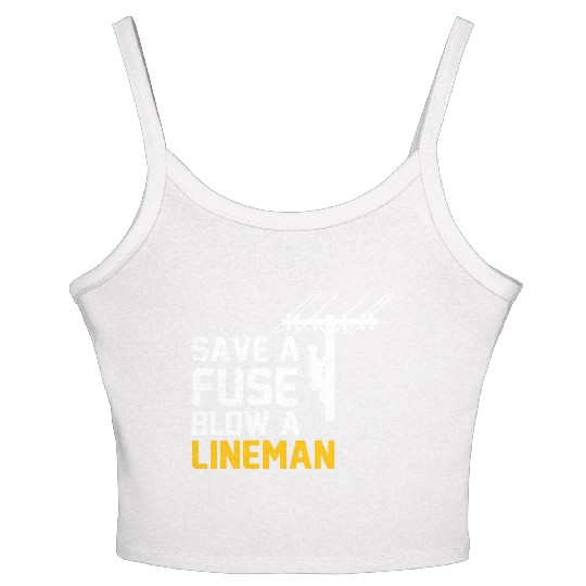save a fuse blow a lineman Women's Spaghetti Strap Tank Top