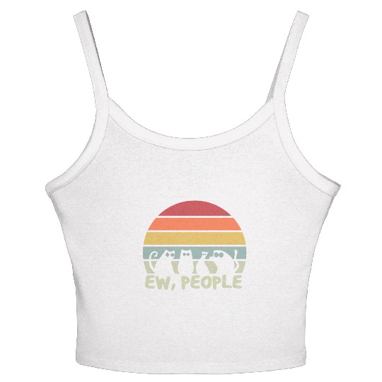 Ew People Retro Cat Funny Women's Spaghetti Strap Tank Top