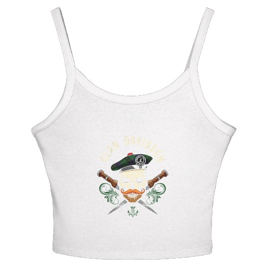 Clan Davidson Scottish Skull Crest Badge Dirk Women's Spaghetti Strap Tank Top