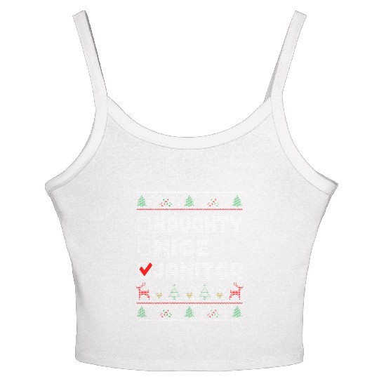 Naughty Nice Janitor, Matching Christmas Group Women's Spaghetti Strap Tank Top