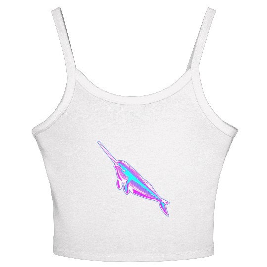 Synthwave Narwhal Women's Spaghetti Strap Tank Top