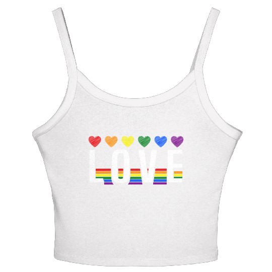 Love Rainbow Heart Pride LGBT Women's Spaghetti Strap Tank Top