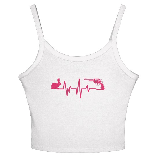 Heartbeat Rabbit Weapon Gun Hunting Gift Hunter Women's Spaghetti Strap Tank Top