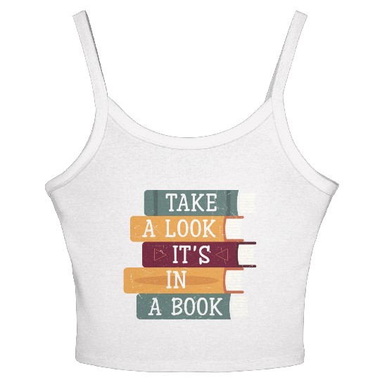 Take A Look It's A Book Retro Rainbow Reading Women's Spaghetti Strap Tank Top