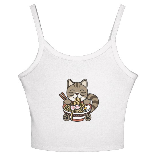 Exotic Shorthair Cat Ramen Noodles Women's Spaghetti Strap Tank Top