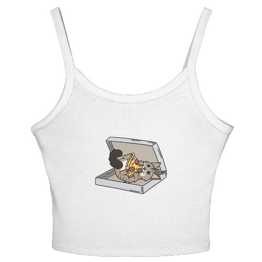 Maine Cat Pizza Lover Women's Spaghetti Strap Tank Top