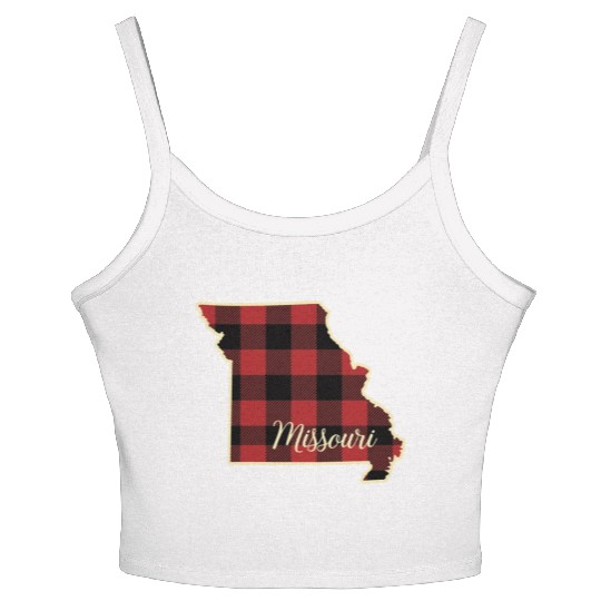 Missouri Buffalo Plaid Silhouette Home State Pride Women's Spaghetti Strap Tank Top