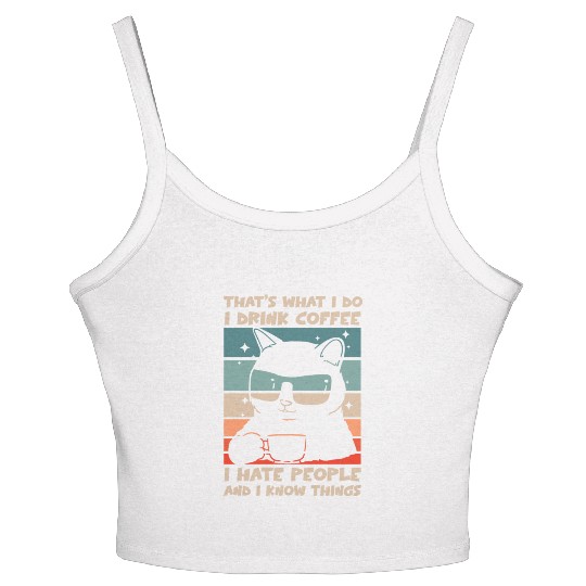 Funny Cat I Drink Coffee I Hate People Women's Spaghetti Strap Tank Top