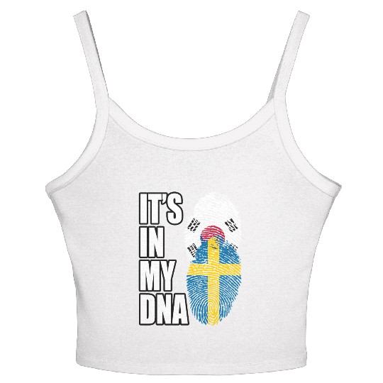 South Korean And Swedish Mix Heritage DNA Flag Women's Spaghetti Strap Tank Top