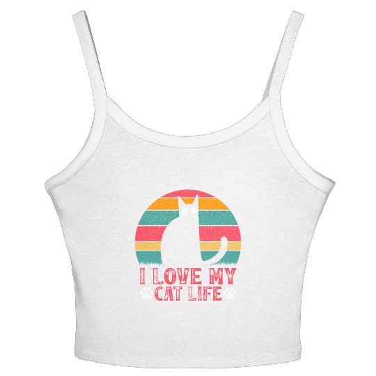 Funny Cat Meme Cat Owner Cat Lover I Love My Cat L Women's Spaghetti Strap Tank Top