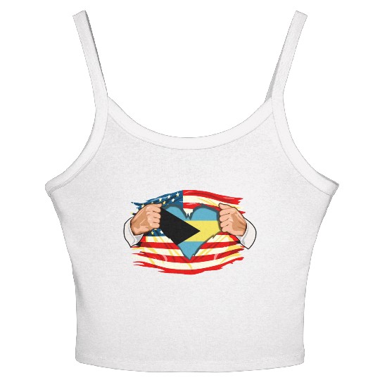 Bahamian Who Live in America Bahamas Flag Women's Spaghetti Strap Tank Top