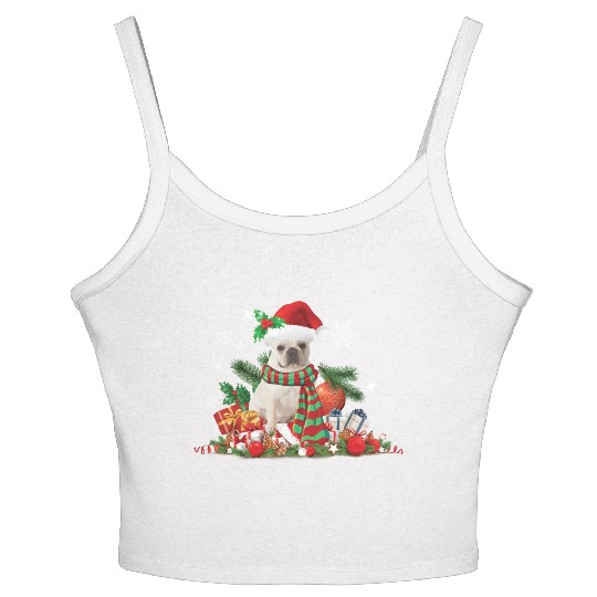 Christmas French Bulldog, Frenchie dog Women's Spaghetti Strap Tank Top