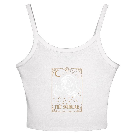 Skeleton Scholar Tarot Card Occult Club Gothic Women's Spaghetti Strap Tank Top