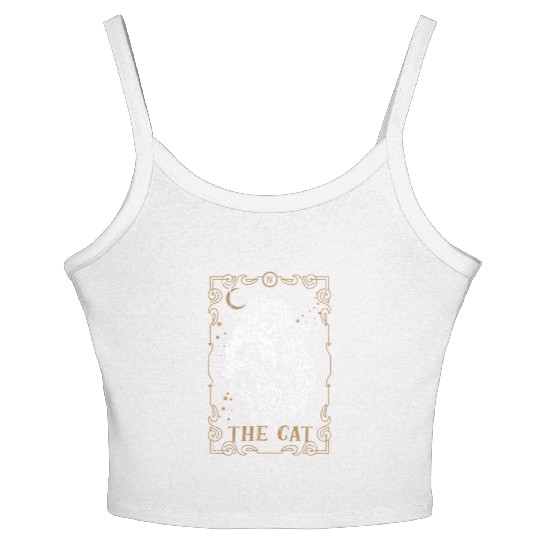 Cat Tarot Card Occult Club Gothic Animal Women's Spaghetti Strap Tank Top