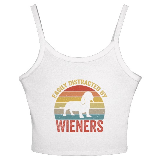Easily Distracted By Wieners For Dog Lover Women's Spaghetti Strap Tank Top