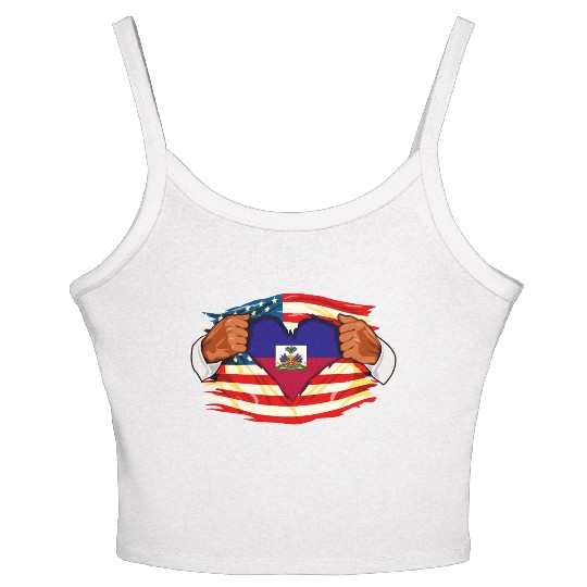 Haitians Who Live in America Haiti Flag Women's Spaghetti Strap Tank Top