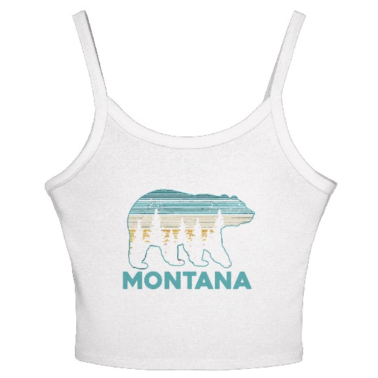 Montana Vintage Grizzly Bear Nature Hiking Souveni Women's Spaghetti Strap Tank Top