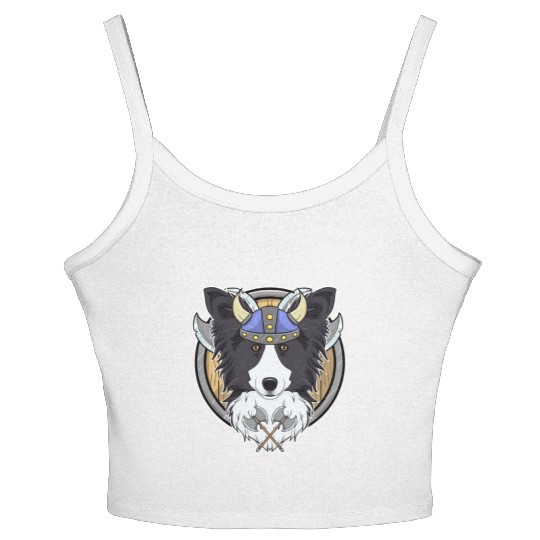 Border Collie I Valhalla I Viking Women's Spaghetti Strap Tank Top