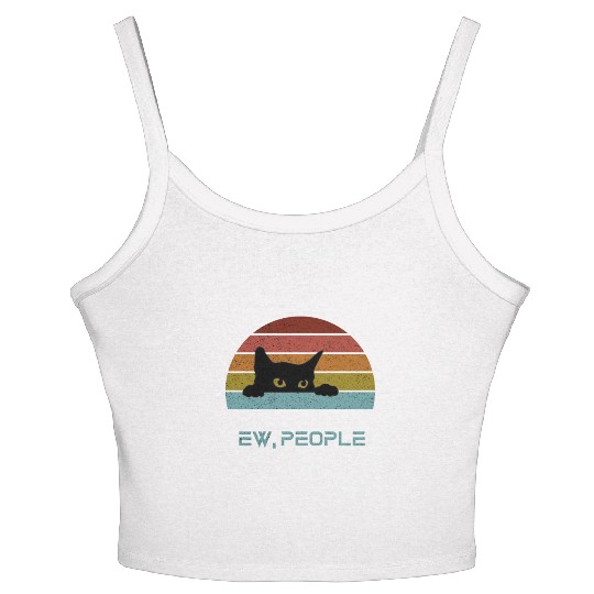 Ew People Retro Cat Funny Vintage Women's Spaghetti Strap Tank Top