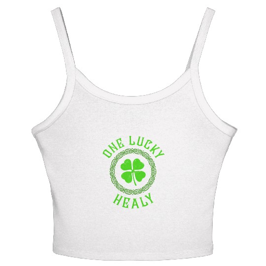 One Lucky Hart Irish Family Four Leaf Clover Women's Spaghetti Strap Tank Top