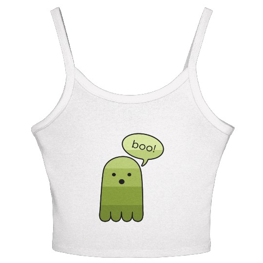 Army Green Boo Ghost Halloween Women's Spaghetti Strap Tank Top