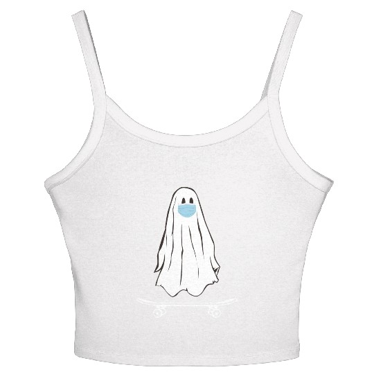 Groovy Ghost Skateboard Lazy Halloween Women's Spaghetti Strap Tank Top