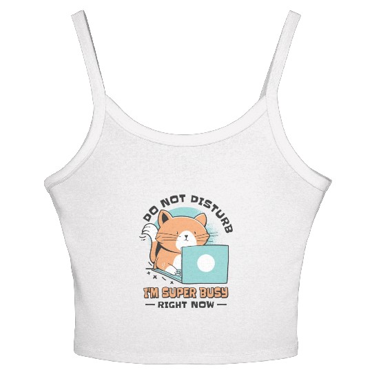 Working Busy Cat Employee Cat Owner Worker Women's Spaghetti Strap Tank Top