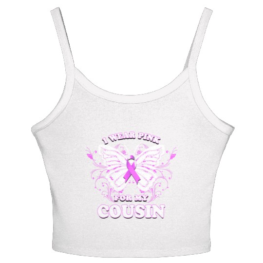 Breast Cancer Awareness Wear Pink Ribbon Cousin Women's Spaghetti Strap Tank Top